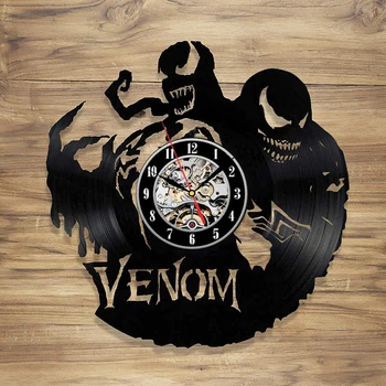 

Venom Wall Clock Modern Design Creative 3D Stickers Vintage Retro Vinyl Record Clocks Wall Watch Home Decor Silent