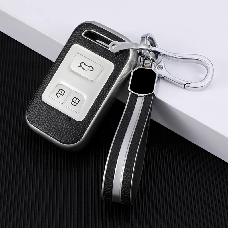 Key Case Cover For Chery Tiggo 3 5X 4 8 Glx 7 Arrizo 3 Button TPU+Leather