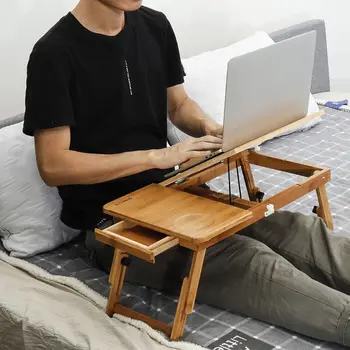 

Portable Laptop Bamboo Adjustable Minimalist Computer Modern Desk Bed Folding Create Fashion Tables Exquisite Flex with Drawer