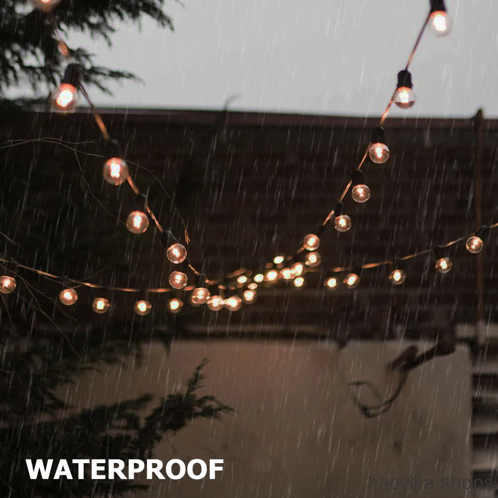 

New Edison Light String G40 Retro Glass Light 5/10 Meters Garden Solar Light Garland Bulb Outdoor Waterproof Party Light