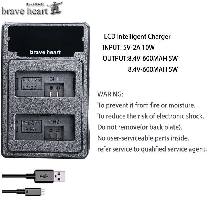 Bateria LPE5 LP-E5 LP E5 батарея+ TYPE-C двойное зарядное устройство для Canon 450D 500D 1000D Kiss X2 X3 F Rebel XSi Xli XS L15 камера