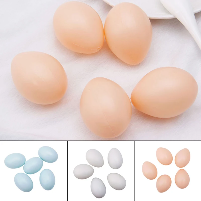 5pcs Plastic Fake Dummy Egg Hen Poultry Chicken Layer Coop Hatching Simulation-F1FB