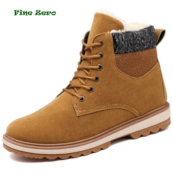 

Winter Warm Men Ankle Snow Boots Short Plush Inside Anti-skid Bottom Keep Warm Lace Up Flats Western Oxfords Vintage Male shoes