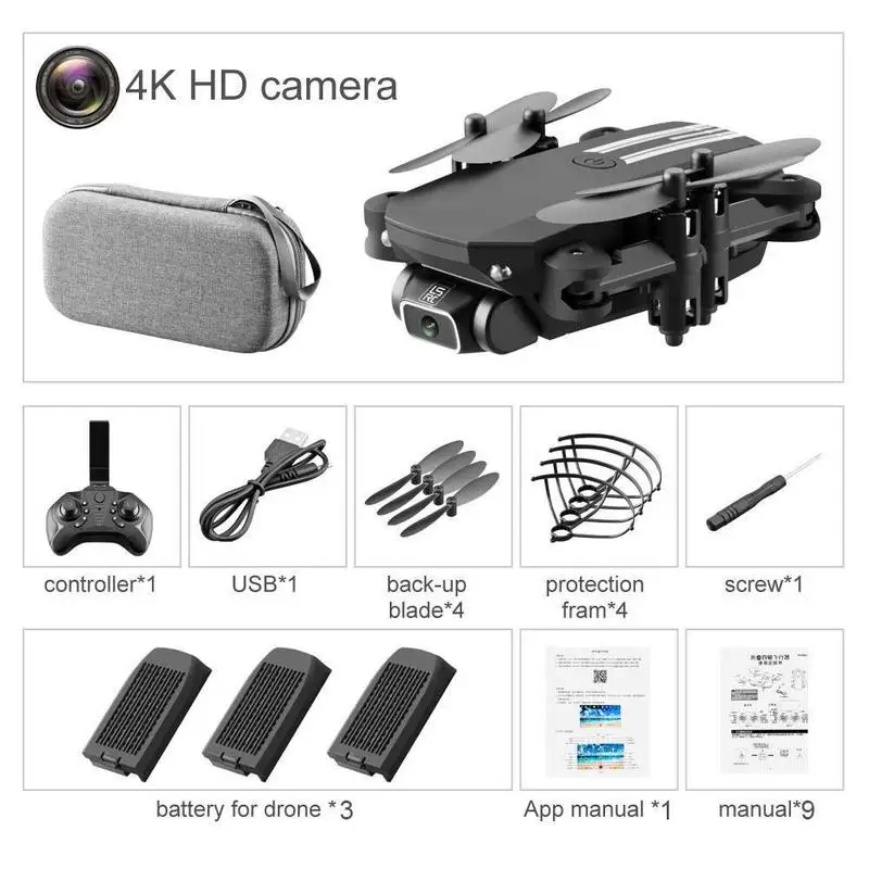 LS Mini RC Дрон 4K 1080P HD камера WiFi FPV воздушное давление удерживание высоты черный белый