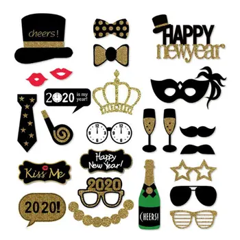 

New Year Christmas Halloween Photo Accessories Thanksgiving Hand Hold Paper Mask Mustache Photography Props