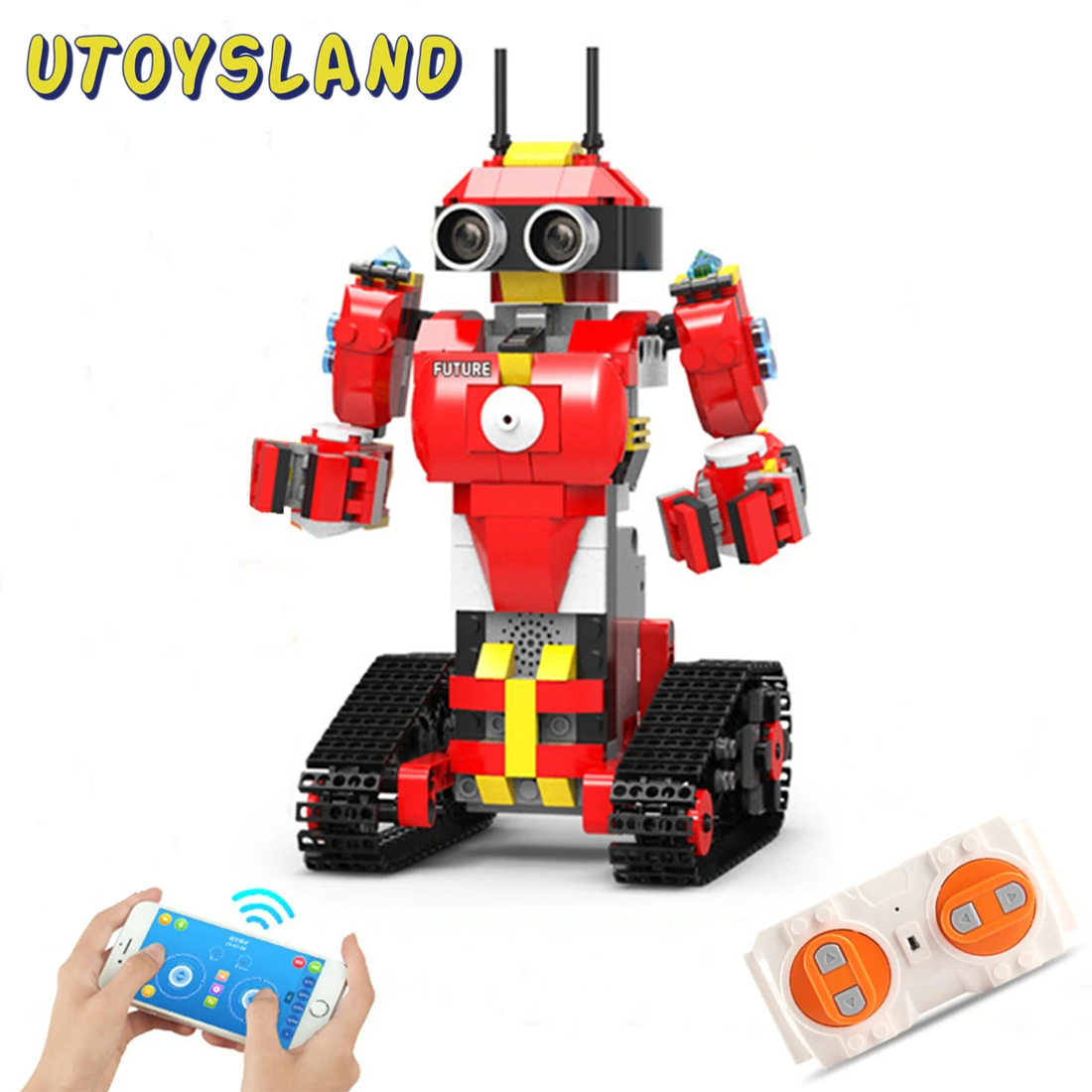 Mejores Ofertas 448 Uds programación inteligente Robot de bloques de construcción de la tecnología de Control remoto Robot de juguete de ladrillo para los niños juguetes de los niños-rojo azul QLXVN6WQX