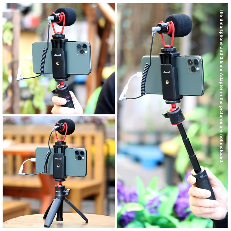 Ulanzi Record Microphone Tripod Vlog Kit Mini Tripod Vertical Shooting Phone Mount Kit 3.5MM Jack Video Audio Microphone
