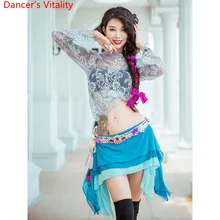 Танца живота практики тренировочная одежда осенние пикантные начинающих кружевной топ 3 многослойная юбка восточный индийский Танцы конкуренции наряды