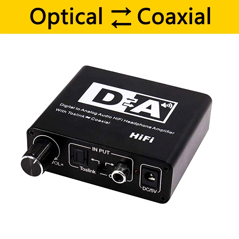 

192KHz DAC Digital to Analog Audio Converter 3 in 1 Optical Toslink Coaxial to Analog RCA L/R 3.5mm Jack Audio Adapter
