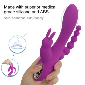 Rabbit Vibrator G-spot and P-spot Anal Vibrator Triple Curve 12 Function Rechargeable Clit Stimulator Dildo Vibrator for Women 6
