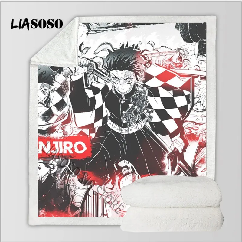 Постельные принадлежности одеяло 3D принт аниме Kimetsu no Yaiba шерпа флисовое Покрывало Диван тонкое одеяло путешествия Пикник Туризм одеяло s