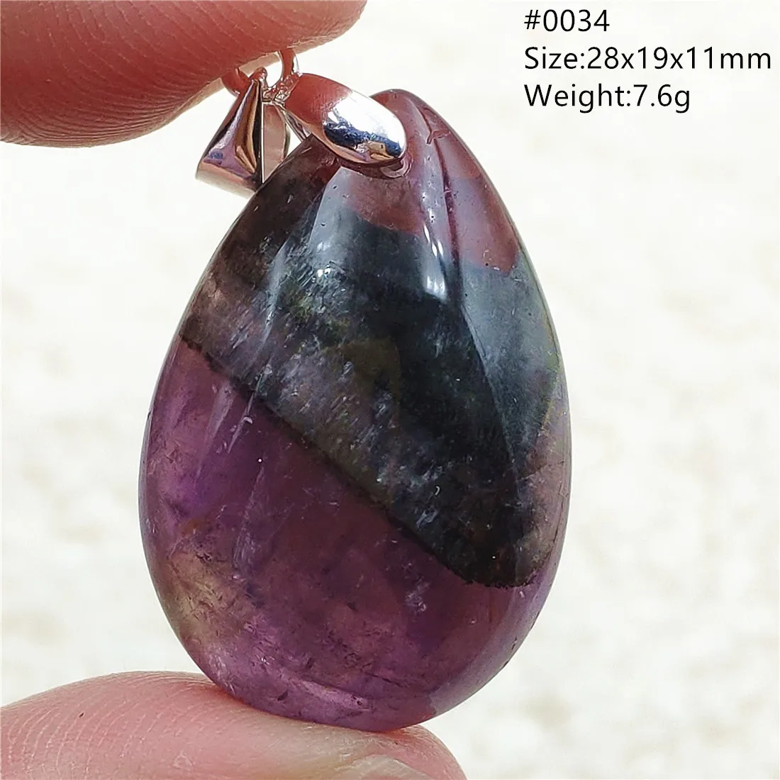 Genuine Natural Cacoxenite Auralite 23 Purple Red Pendant Water Drop Rutilated Bead Women Men AAAAAA