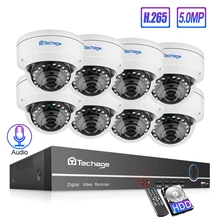 Techage 5MP H.265 POE NVR купольная камера Система 5MP аудио запись звука Антивандальный Крытый CCTV безопасности P2P комплект видеонаблюдения