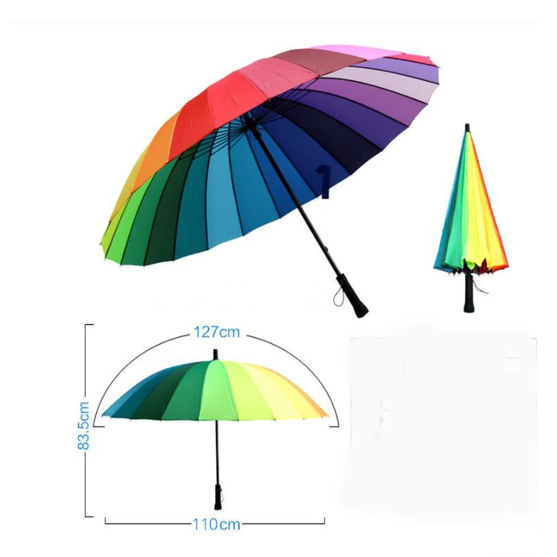 Folding Umbrella Fashionable 24K Rainbow Big Umbrella Windproof Men's Leather Long Samurai Umbrella Women's