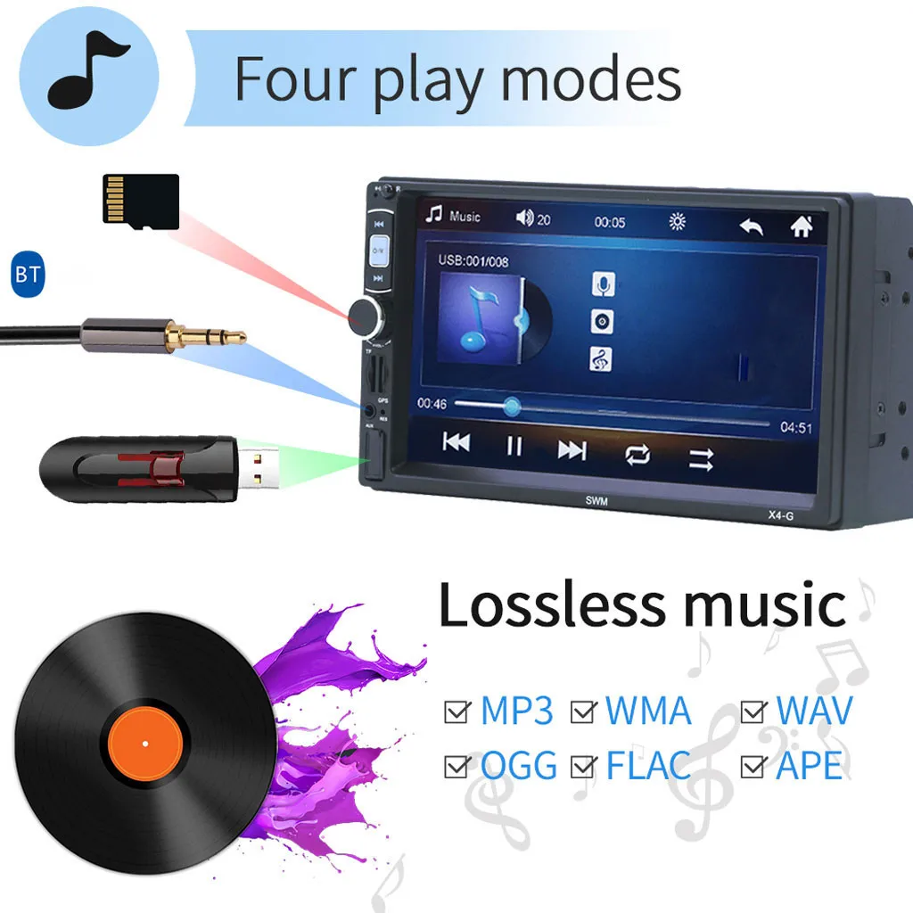 X 4G 7IN автомобильный стерео MP5 плеер FM видео Радио BT Музыка GPS навигация RCA AUX USB Bluetooth