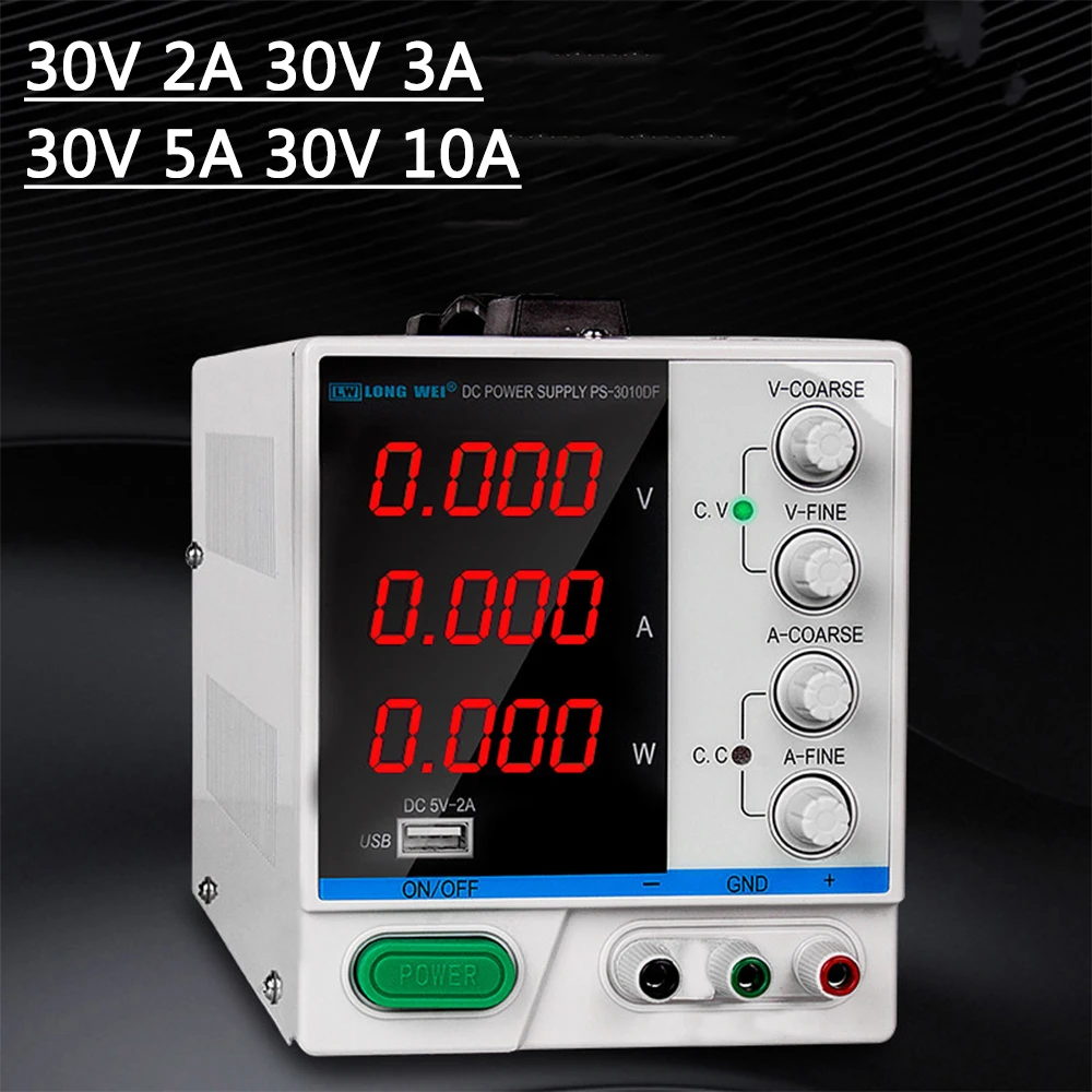 

LED Digital DC Lab Adjustable Power Supply 30V 10A 5A 3A 2A Switching Voltage Regulators Power Source Repair Tool 110V-220V