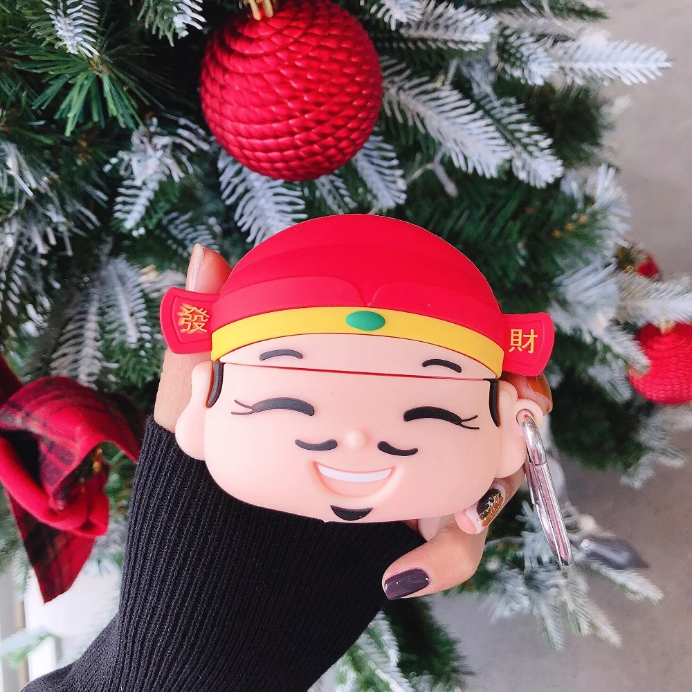 

New Year gift for airpods 1/2/3 Wireless bluetooth headset case Lovely red silicone case for airpods pro with hook