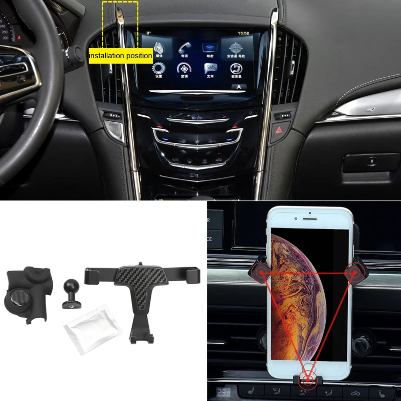 Fit for Cadillac ATS 2014-2019 Car Console Air Vent Mount Bracket Adjustable Cell Phone Holder Stand Smartphone Cradle | Автомобили и