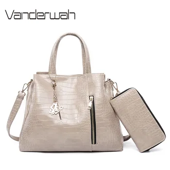 

Retro Crocodile Pattern Women Bag Luxury Large Capacity 2 Set Handbags Women Bags Designer Women Purses and Handbags Sac A Main