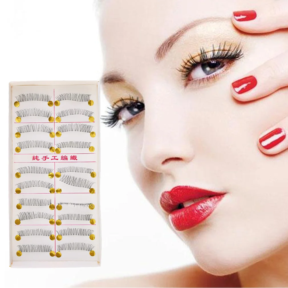 10 Pairs Reusable Handmade Fake False Eyelash Lashes Natural Transparent Stem Black Korean Style Professional Make-up 10 Pairs Reusable Handmade Fake False Eyelash Lashes Natural Transparent Stem Black Korean Style Professional Make-up