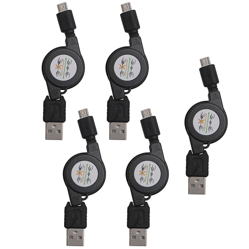 

5 Pcs Micro USB to USB 2.0 Retractable Data Sync Charger Charging Cable Cord New
