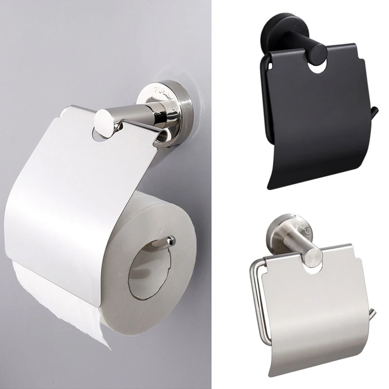 

Toilet Paper Holder 304 Stainless Steel Tissue Rack Wall Mounted Bathroom Kitchen Roll Holder Matt Black/Brushed Tissue Holder