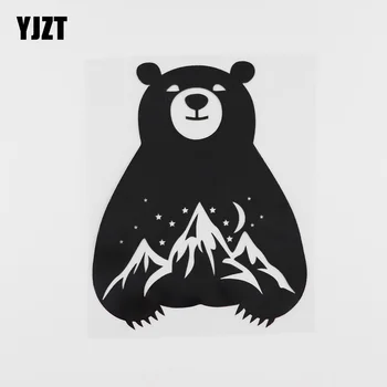 

YJZT 13.6CMX17.3CM Bear Night Mountains Moon Starry Sky Vinyl Car Sticker Black /Silver 13C-0202