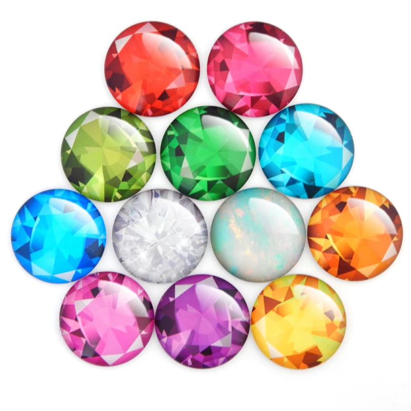 

10 Pcs Random Mix Round Glass Cabochon Geometric Scales Pattern Necklace DIY Glass Patch Dome Flat Back Jewelry Findings