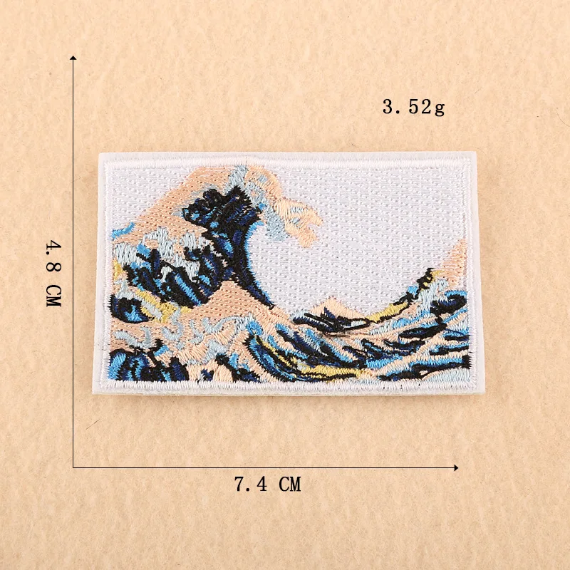 Японский Ukiyo Kanagawa Surf круглый значок Spindrift вышитые нашивки для одежды Аппликации для рубашек DIY Ручная работа - Цвет: 6