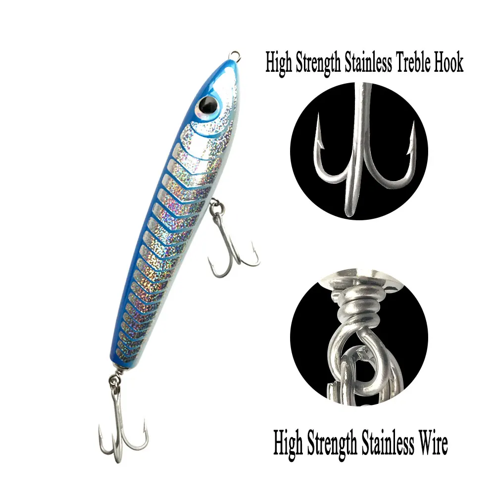 Como o Lápis Corrico de Madeira Isca de Pesca para Atum Stickbaits Duro Isca Agudos Ganchos 140g Topwater Floationg Baixo gt 6 Como o lápis gt stickbaits duro isca