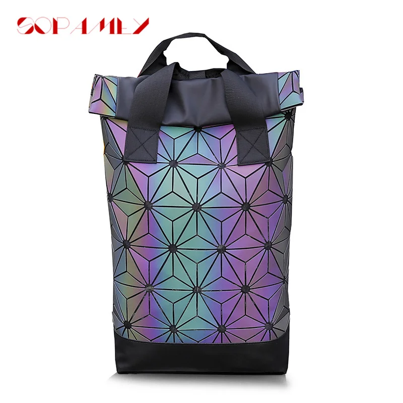 

New Men Laptop Backpacks Women Luminous Geometric Backpack For Teenage Travel School Holographic Outdoor Sports Backpack Mochila