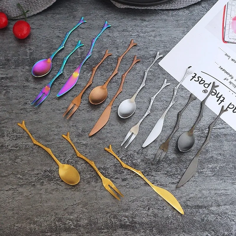 1 шт. нож из нержавеющей стали с рисунком ветвей для кофе и чая|Столовые сервизы| |