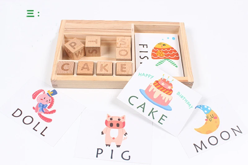 Новая деревянная игра с орфографическими словами, детские развивающие игрушки для детей, Обучающие деревянные игрушки, обучающие игрушки Монтессори