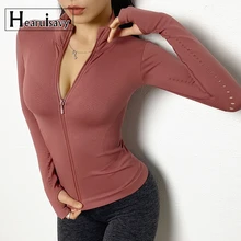 Женские спортивные куртки на молнии, высокое качество, толстовки для тренировок, женские толстовки с длинным рукавом, Tumb Hole, одежда для спортзала, тонкий топ для йоги, спортивный свитер