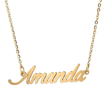 

Custom Fancy English Lette Style Gold Name Stainless Steel Necklace Customized Nameplate Necklaces Personalized Gifts Jewelry