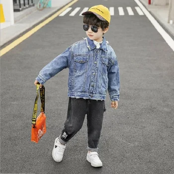 

Spring Autumn Kid's Jean Jacket for Boys Fashion Children Outwear Coat Double-sided Denim Jacket For Boys Kids Denim Clothes