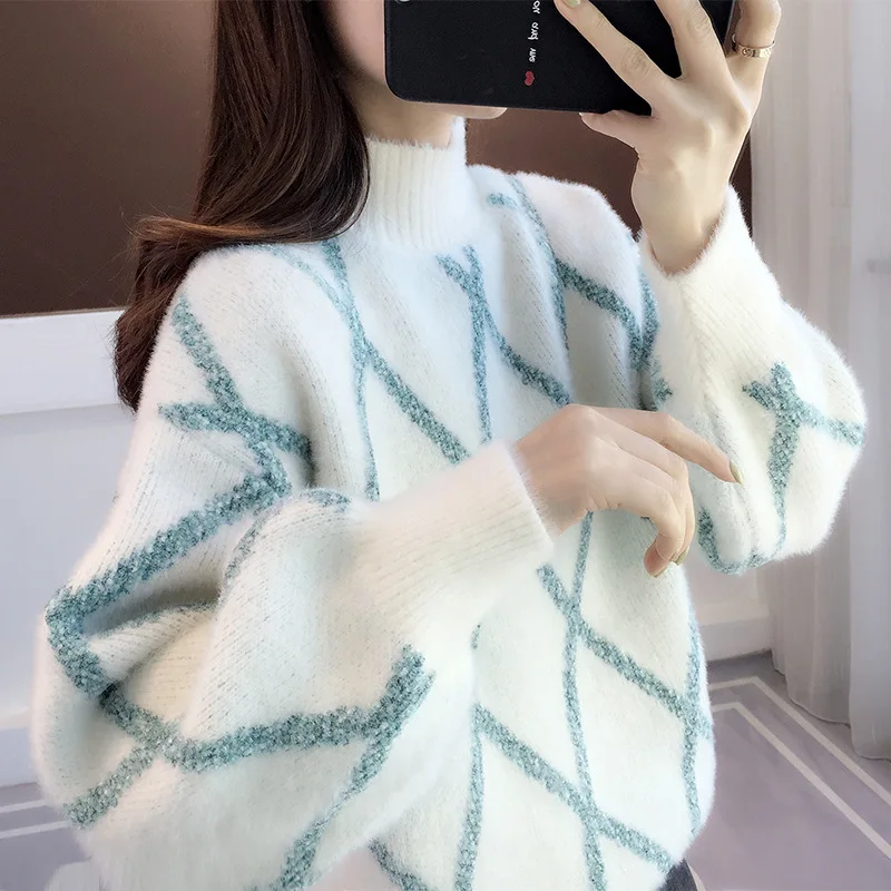 

2021 Winter Warm Women's Turtleneck Sweaters Solid Color Korean Fashion Casual Knitter Pullovers Harajuku Sweaters