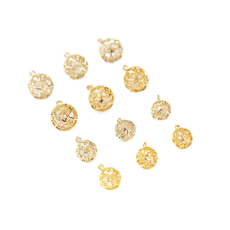 

Hollow out simple pattern small ball zircon copper plating 14K 18K real gold DIY jewelry earrings necklace accessories materials