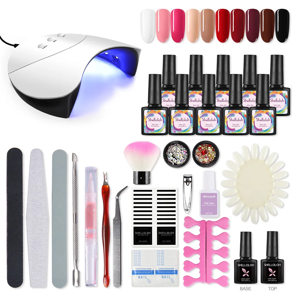 Nail Set and Lamp Choose 6/8/10 Gel Polish Manicure Kit Semi Permanent UV LED Varnish Art Decorations | Красота и здоровье