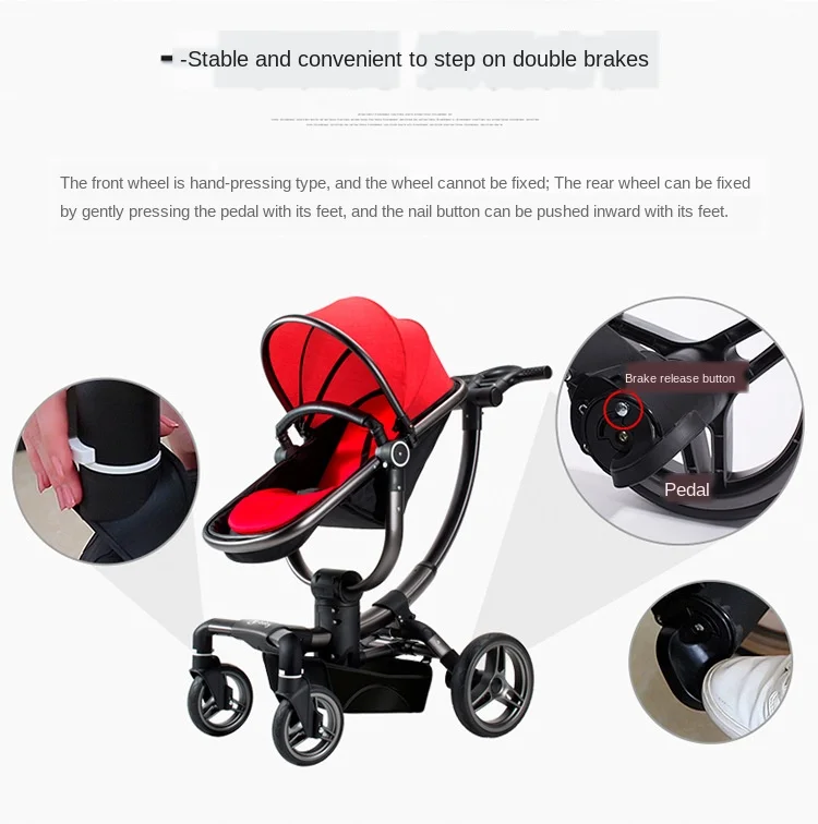 Luxury High View Multifunctional Baby Stroller 3 in 1 with Car Seat Travel System Portable Folding Four Wheels Newborn Pram