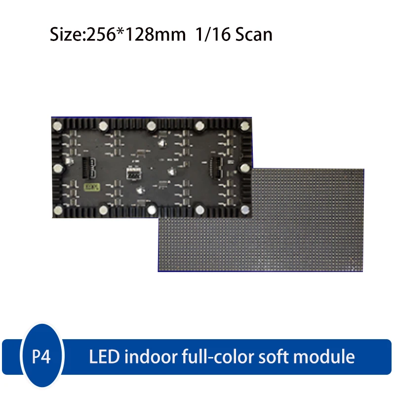 

Flexible Display P4 Indoor Module 256 * 128mm 64*32Pixels 1/16Scan LED Panel LED Soft module curve screen