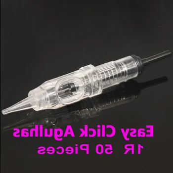 

50pcs Agulha Easy Click Universal Dermografo 1, 3, 5 RL Permanent Makeup Cartridge Needles 600D-G for Eyebrow Tattoo Machine