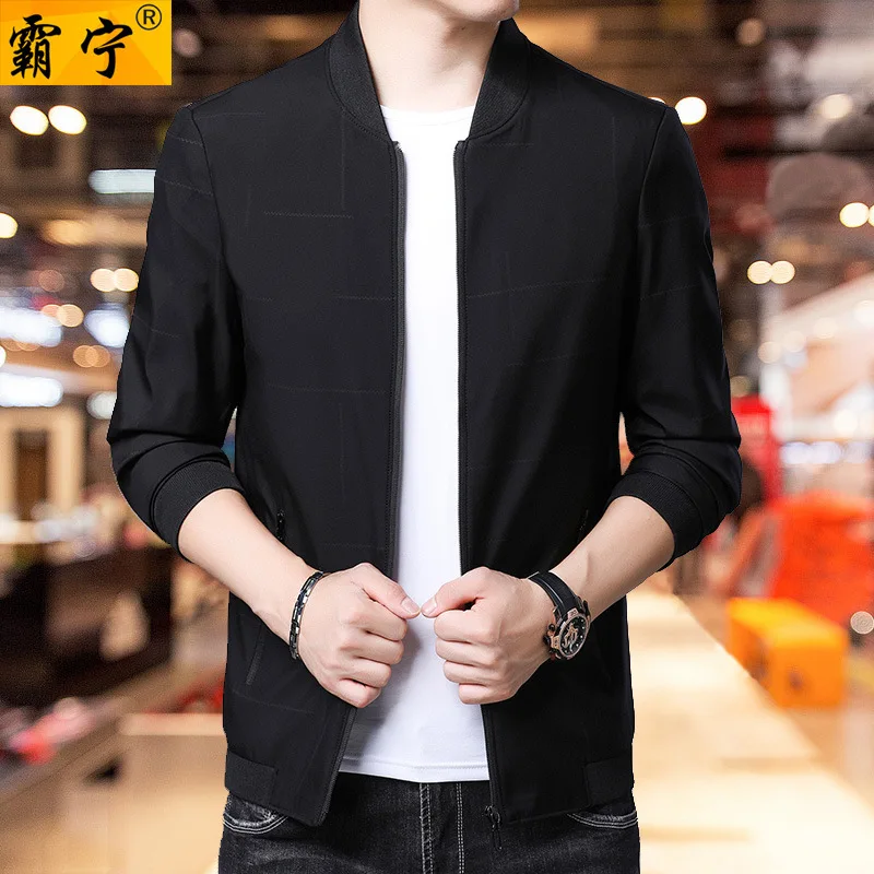 

2019 Autumn New Style Middle-aged Men Stand Collar Thin Jacket Business Casual Loose And Plus-sized Daddy Clothes Coat