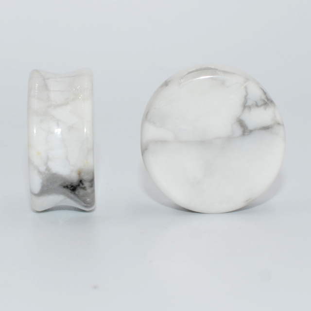 Pair Opalite Stone Ear Plug Sadde Gauges PIercing Ear Stretchers Expander Earring Earlets Body Jewelry