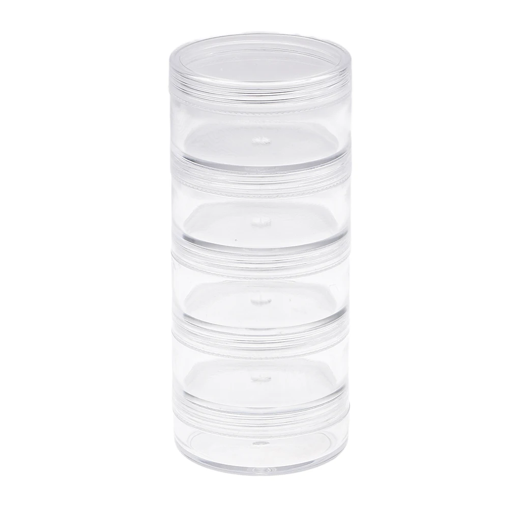 3Sets 5 Stackable Clear Jar Small Item Storage Box Screw Jar Nail Art Containers