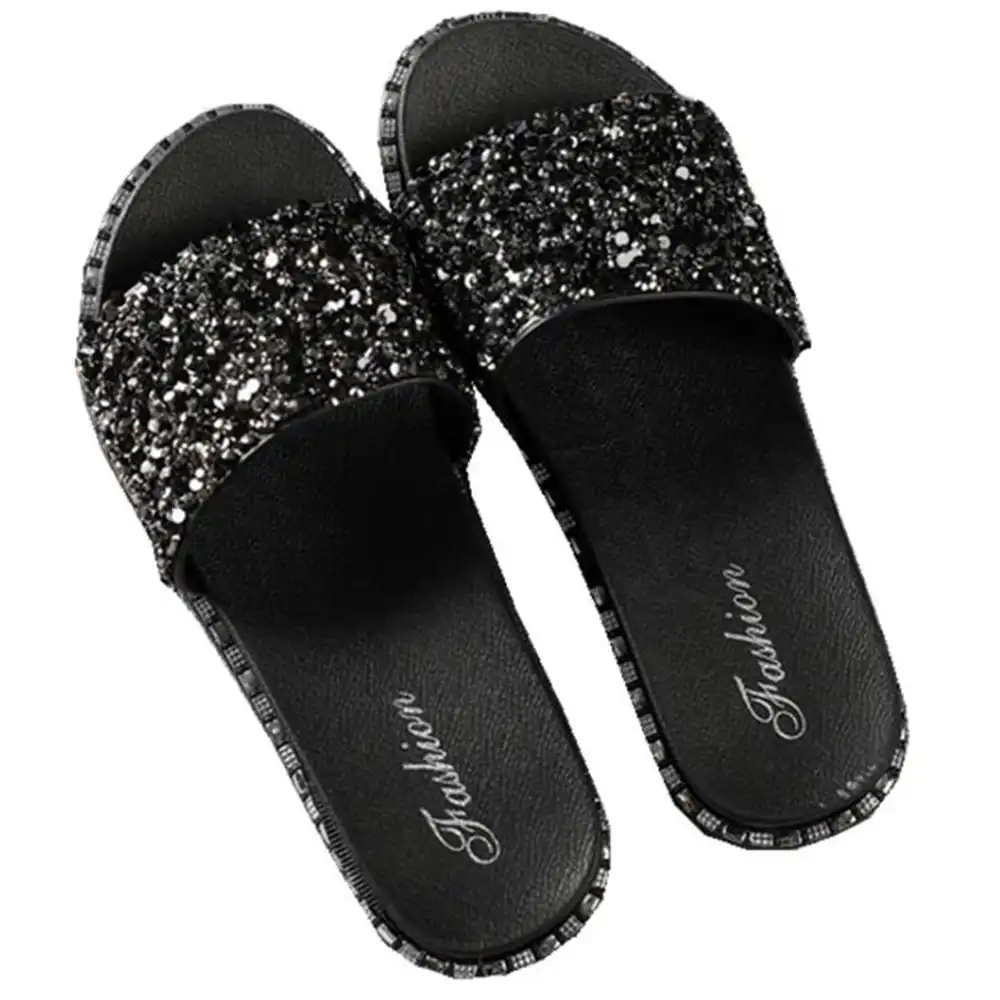 black bling slides