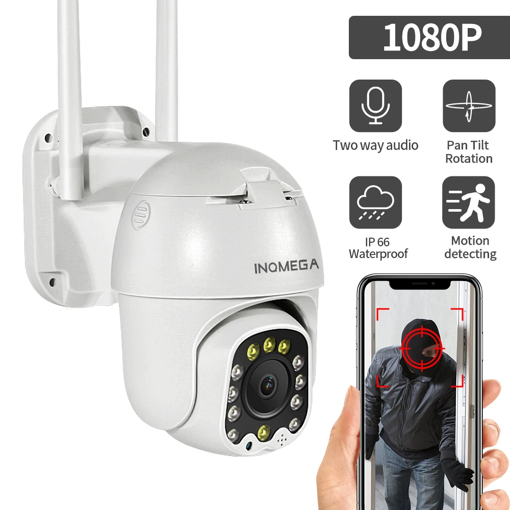 IP-камера INQMEGA уличная Беспроводная с Wi-Fi 4-кратным увеличением 1080P датчиком