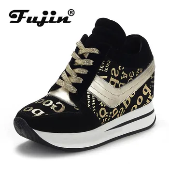 

Fujin Sneakers Spring Autumn Fashion Thick Bottom Round Toe Breathable Platform High Heel Mixed Colors Leisure Women Shoes
