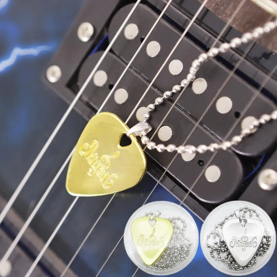 

Electric Guitar Necklace Chain Pick Acoustic Music Picks Plectrum Plucked String 0.8mm Thickness Guitar Accessories