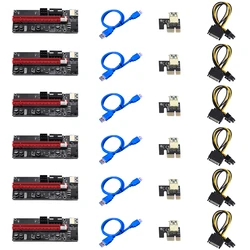 Riser – Adaptateur Ver009 Usb 3.0 Pci E, carte Sata 15 broches, à 6 broches, câble d'alimentation, Ver 009S Express 1X, 4X, 8X, 16X, extenseur, dernière nouveauté, 6 pièces, 